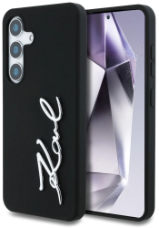 Husa pentru Samsung Galaxy S25 - Karl Lagerfeld Silicone Sign Metal Logo KLHCS25SSCMSMVK - Black