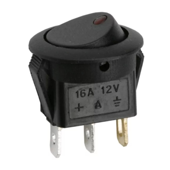 Interupator basculant 1 circuit 3 pini 12V 16A OFF-ON LED rosu cu retinere 