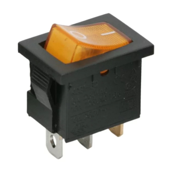Interupator basculant 1 circuit 3 pini 6.5A 250V OFF-ON galben cu retinere 