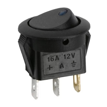 Interupator basculant 1 circuit 3 pini OFF-ON LED albastru 12V 16A cu retinere 09042KE 