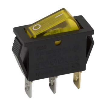 Interupator basculant 3 pini 1 circuit 10A 250V OFF-ON galben 