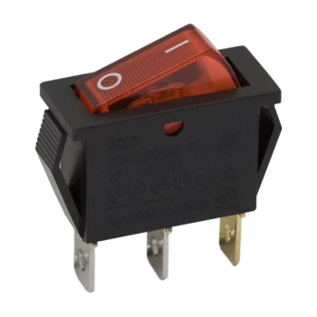Interupator basculant 3 pini 1 circuit 10A 250V OFF-ON rosu cu retinere 