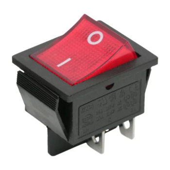 Interupator basculant 4 pini 1 circuit 16A 250V OFF-ON rosu 21.7x28.5mm 