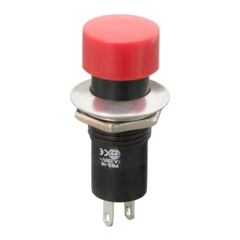Intrerupator cu apasare 1 circuit 1A 250V OFF-ON rosu cu retinere 