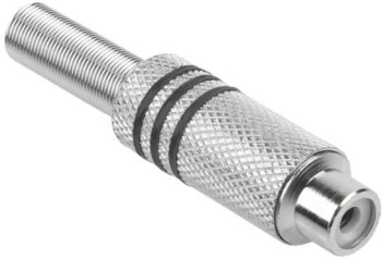 Mufa RCA mama metal nichel inel negru 1buc 