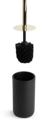 Perie WC + suport - negru mat / auriu 