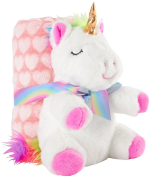 Set paturica si unicorn alb plus 22cm