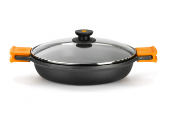 BRA Efficient Cratita de 28 cm cu capac de sticla si manere din silicon rezistenta la inductie - RESIGILAT 