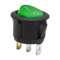 Interupator basculant 1 circuit 3 pini 6A 250V ON-OFF verde cu retinere 