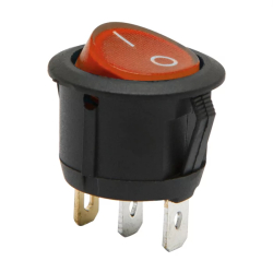 Interupator basculant 1 circuit 6A 250V ON-OFF 3 pini rosu cu retinere 