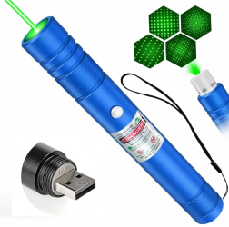 Laser Verde Pointer Profesional cu Raza lunga Joc de Lumini Acumulator USB Pentru prezentari Birou si Constructii Albastru