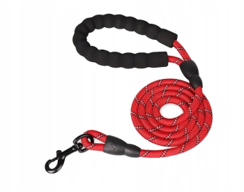 Lesa puternica pentru caini cu maner reflectorizant gros durabil 1.2 m Gonga® Rosu 