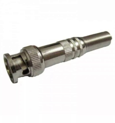 Mufa BNC tata cu protector cablu capac metal fixare rapida cu surub pin aurit 