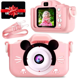 Aparat Foto Digital pentru Copii HD 1080P Display IPS cu Protectie pentru Ochi Cablu USB Ecran 2.0 inch 600 mAh Minnie Roz 