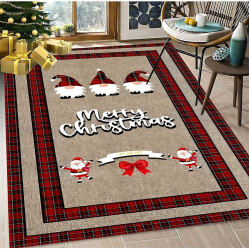 Covor de Craciun cu Merry Christmas si Mos Craciun si gnomi 120x180cm 