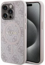 Husa pentru iPhone 15 Pro - Guess 4G Collection Leather MagSafe GUHMP15LG4GFRP - Pink 