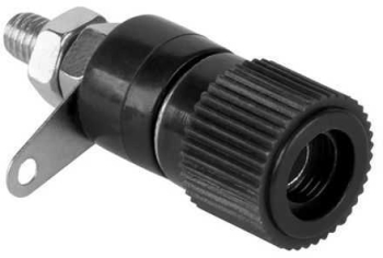Mufa banana 4mm mama din plastic negru 12mm montabila panou 