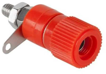 Mufa banana 4mm mama rosu executie din plastic 12mm montabila pe panou 