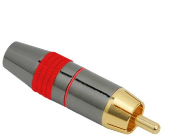 Mufa RCA tata contact aurit cablu 8mm inel rosu 