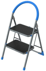 Scara Portabila KlaussTech cu 2 Trepte Pliabila Metal rezistent Picioare antiderapante Argintu/Albastru 