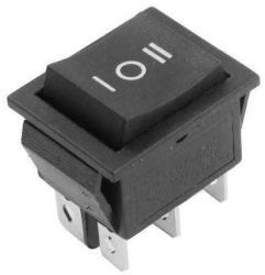 Intrerupator 6 poli 250V 15A 1 buton negru 3 pozitii ON-OFF-ON cu retinere 21.7x28.5mm
