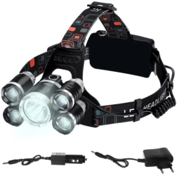 Lanterna de cap LED VarioShop® 4 moduri de lumina cu acumulatori si zoom ajustat vertical cu 90° rezistenta la apa pentru drume 