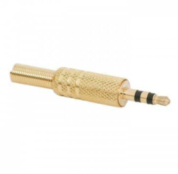 Mufa 3.5 mm stereo tata metal aurit cu protector cablu 