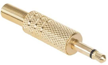 Mufa Jack 3.5 mm mono tata metal aurit pe fir cu protector cablu 