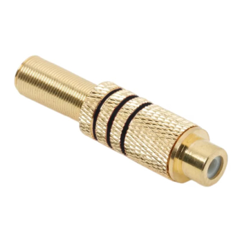 Mufa RCA mama metal aurit cablu 6mm inel negru 