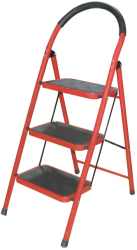 Scara Profesionala Klausstech Din Metal Rezistent Tip Pliabila 3 Trepte Late Culoare Rosu/negru 
