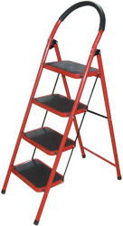 Scara Profesionala Klausstech Din Metal Rezistent Tip Pliabila 4 Trepte Late Culoare Rosu/negru 