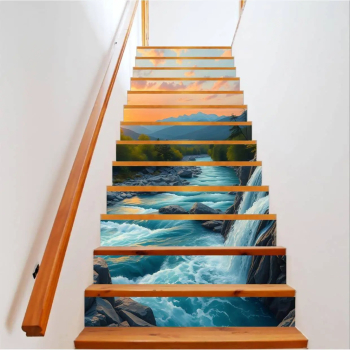 Sticker decorativ pentru scari interioare print autoadeziv de inalta rezolutie dimensine 200 x 124 cm cod AVX-STAIRS-06 