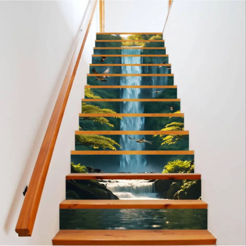 Sticker decorativ pentru scari interioare print autoadeziv de inalta rezolutie dimensine 200 x 124 cm cod AVX-STAIRS-11 
