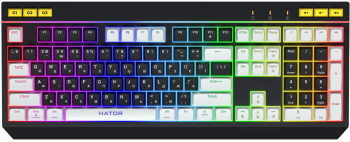 Tastatura mecanica cu fir Hator Icefall conectivitate USB iluminare RGB tip switch membrana material taste ABS cu gravare laser si