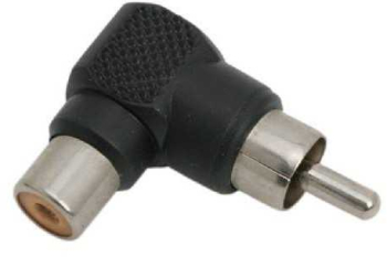 Adaptor la 90 grade RCA tata - RCA mama plastic negru 