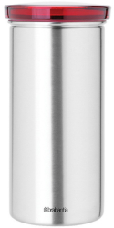 Brabantia 646986 borcan pentru depozitare capsule de cafea Pentru pana la 18 capsule Otel inoxidabil Rezistent la amprenta Inox/rosu 