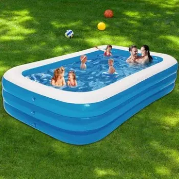 Piscina gonflabila pentru copii si adulti PVC 210x140x60 cm albastru/alb 