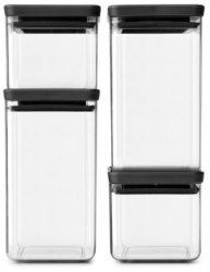 Set 4 borcane Brabantia Tasty+ 1001174 700/1.6l Stivuibile Transparent/gri inchis 