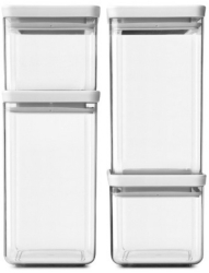 Set de 4 buc. Borcane de depozitare Brabantia Tasty+ 1001159 700/1.6l Stivuibile Gri deschis 