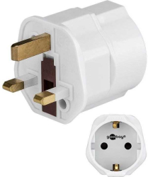 Adaptor priza EU SCHUKO - priza UK cu pamantare pentru calatorii Goobay 