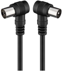 Cablu conexiune antena 5m negru conector cotit Goobay 