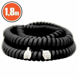 Cablu receptor telefon spiralat RJ10 4P4C - RJ10 4P4C 1.8m negru 