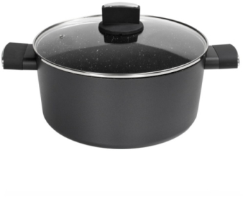 Cratita Zilan Negru cu invelis din marmura 5 straturi 28 cm si manere fine la atingere 7.1 L 