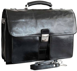 Geanta pentru laptop din piele naturala vachetta neagra FLS134 