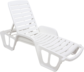 Sezlong KlaussTech pentru Plaja Material Plastic Dimensiune 192 x 71 x 30 cm Usor de Curatat Usor de Transportat Alb 