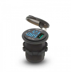 Adaptor 12V-24V USB 2.1A QC3.0 cu montare in locul brichetei auto cu voltmetru 