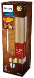 Bec LED vintage decorativ Philips Classic Gold Giant T65 EyeComfort E27 7W 40W 470 lm lumina calda 1800K dimabil cu filament 
