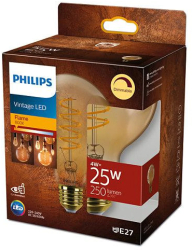 Bec LED vintage decorativ Philips Classic Gold Globe G93 EyeComfort E27 4W 25W 250 lm lumina calda 1800K dimabil cu filament 