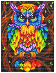 Broderie cu diamante 5D - 30x40 cm - bufnita 