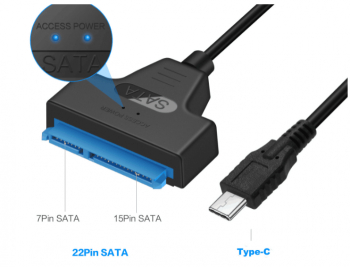 Convertor USB Type C - SATA 22 pini max 6TB HDD 2.5 si SSD 